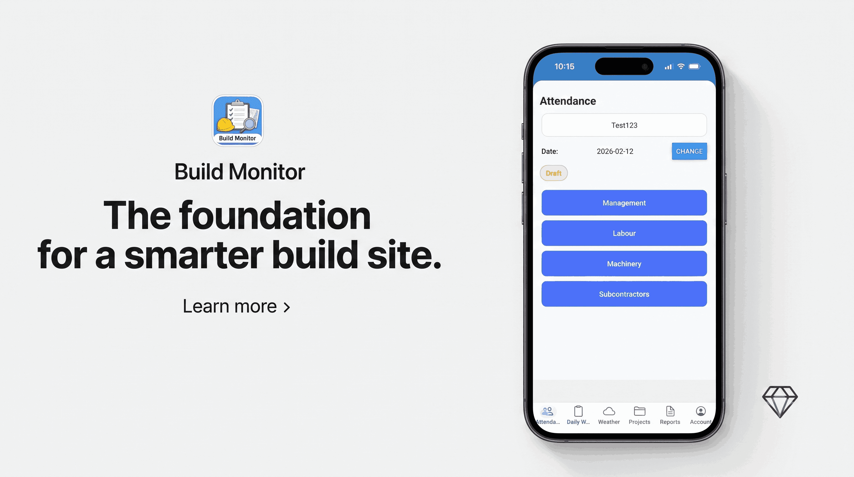 BuildMonitorAPP mobile daily progress reporting interface