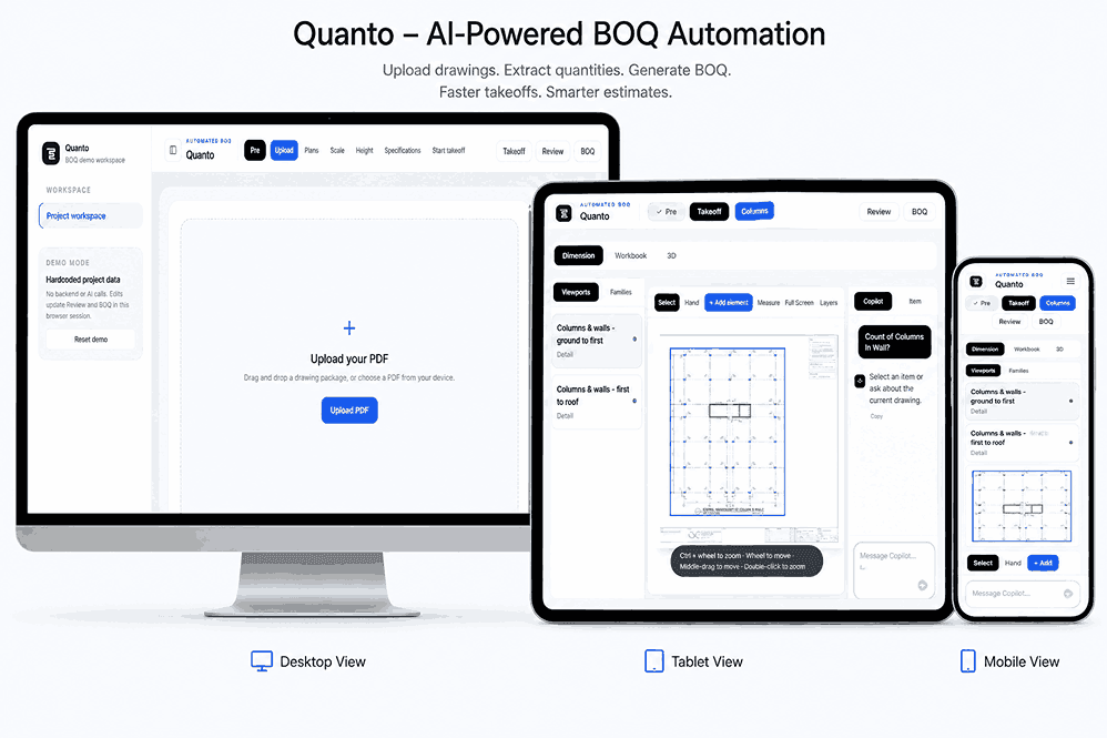 Quanto Takeoff product preview